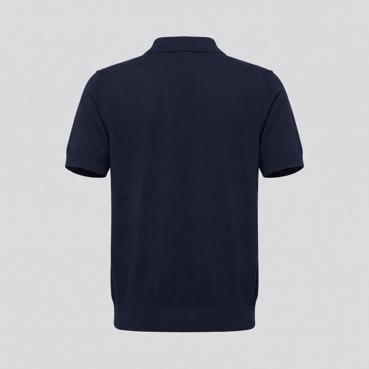 Polo en maille de coton, bleu nuit, vue de dos — CALDER & RYE