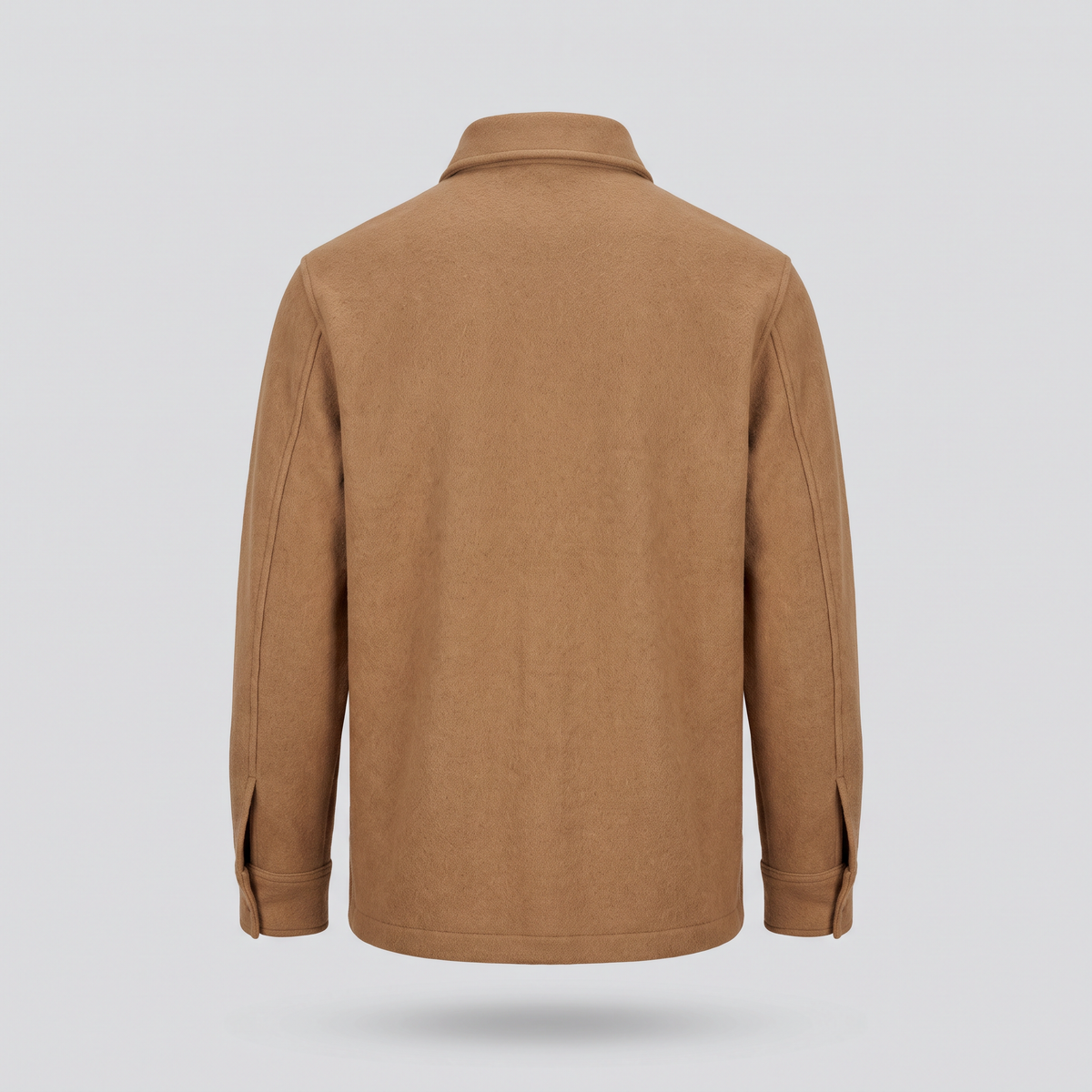 Surchemise en laine bouillie, camel, vue de dos — CALDER & RYE