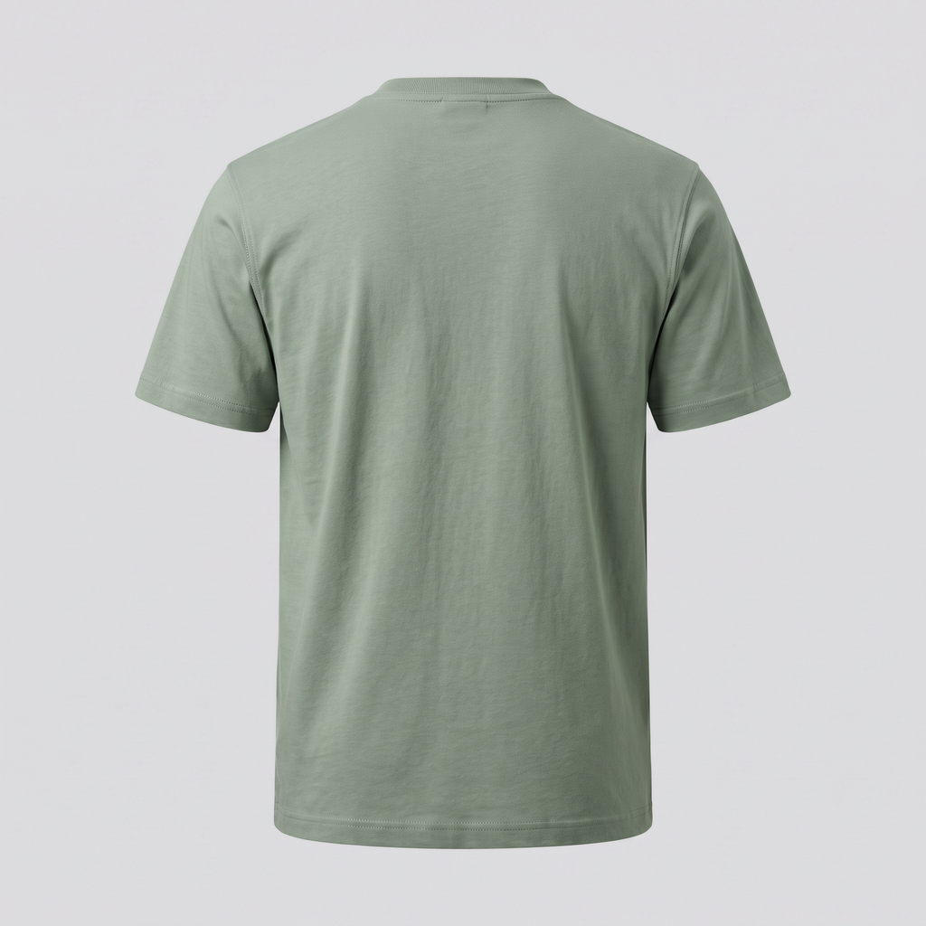 T-shirt en jersey de coton peigné, sauge, vue de dos — CALDER & RYE