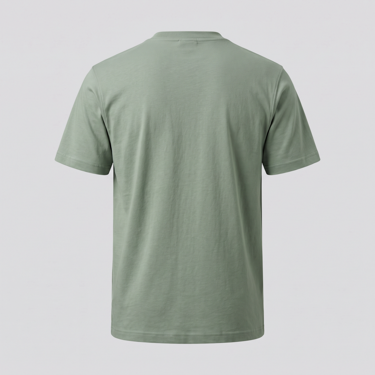 T-shirt en jersey de coton peigné, sauge, vue de dos — CALDER & RYE